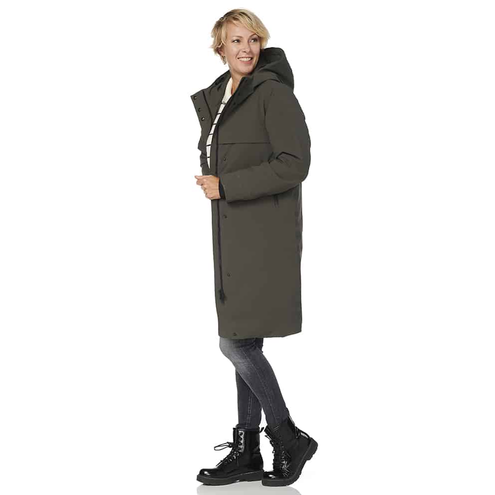 Winterjas Boston olive zij happy rainy days