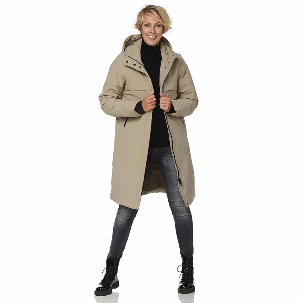 Winterjas Boston beige voor open happy rainy days