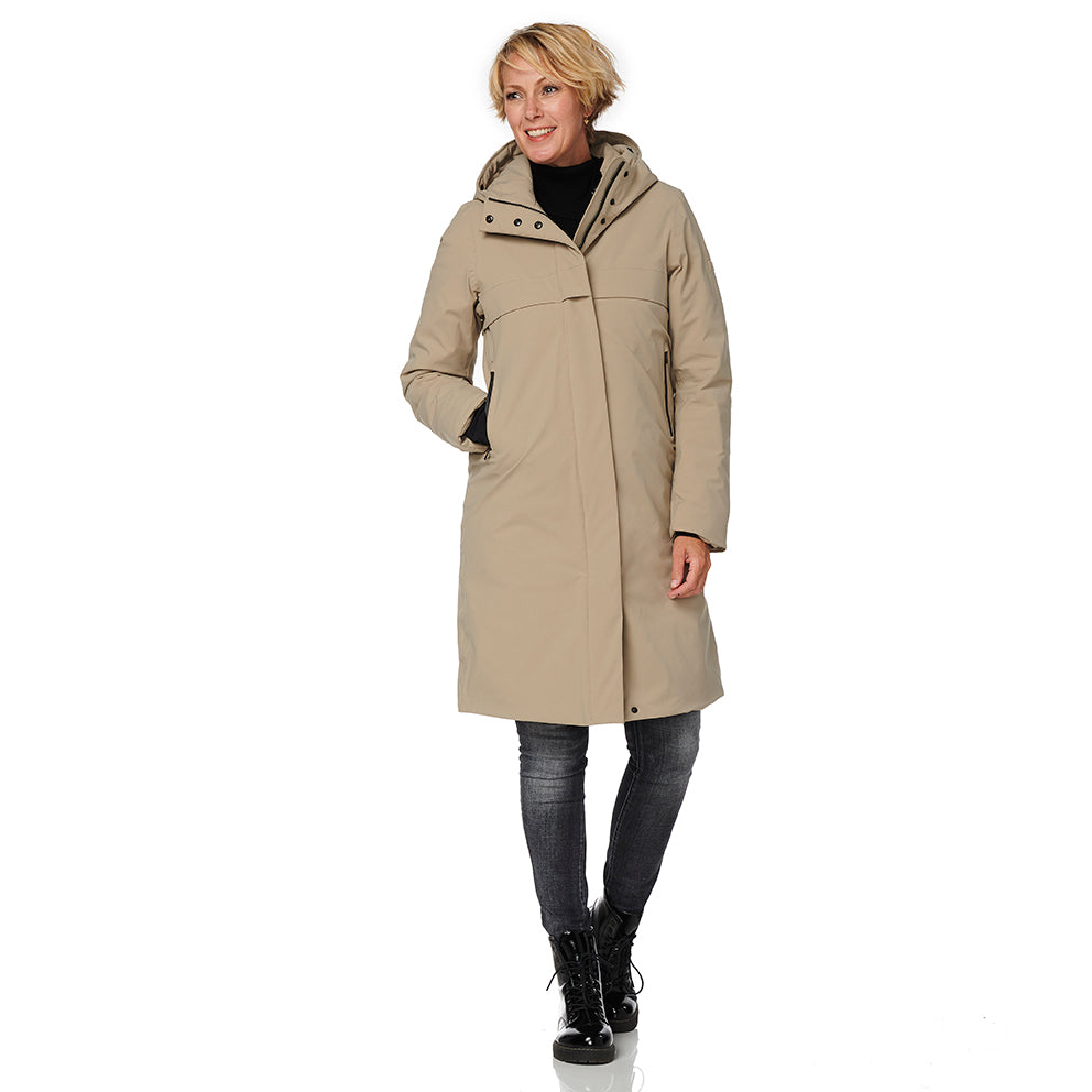 Winterjas Boston beige voor dicht happy rainy days