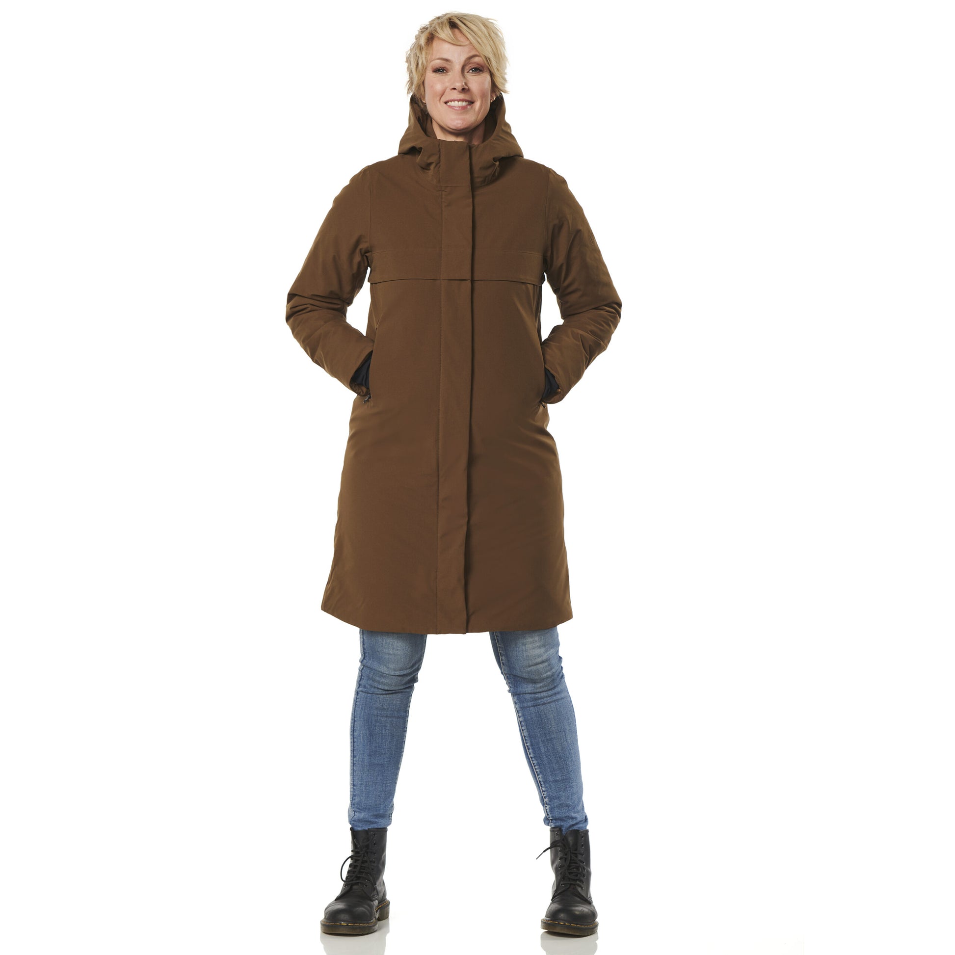 Winterjas Boston bruin voor dicht happy rainy days