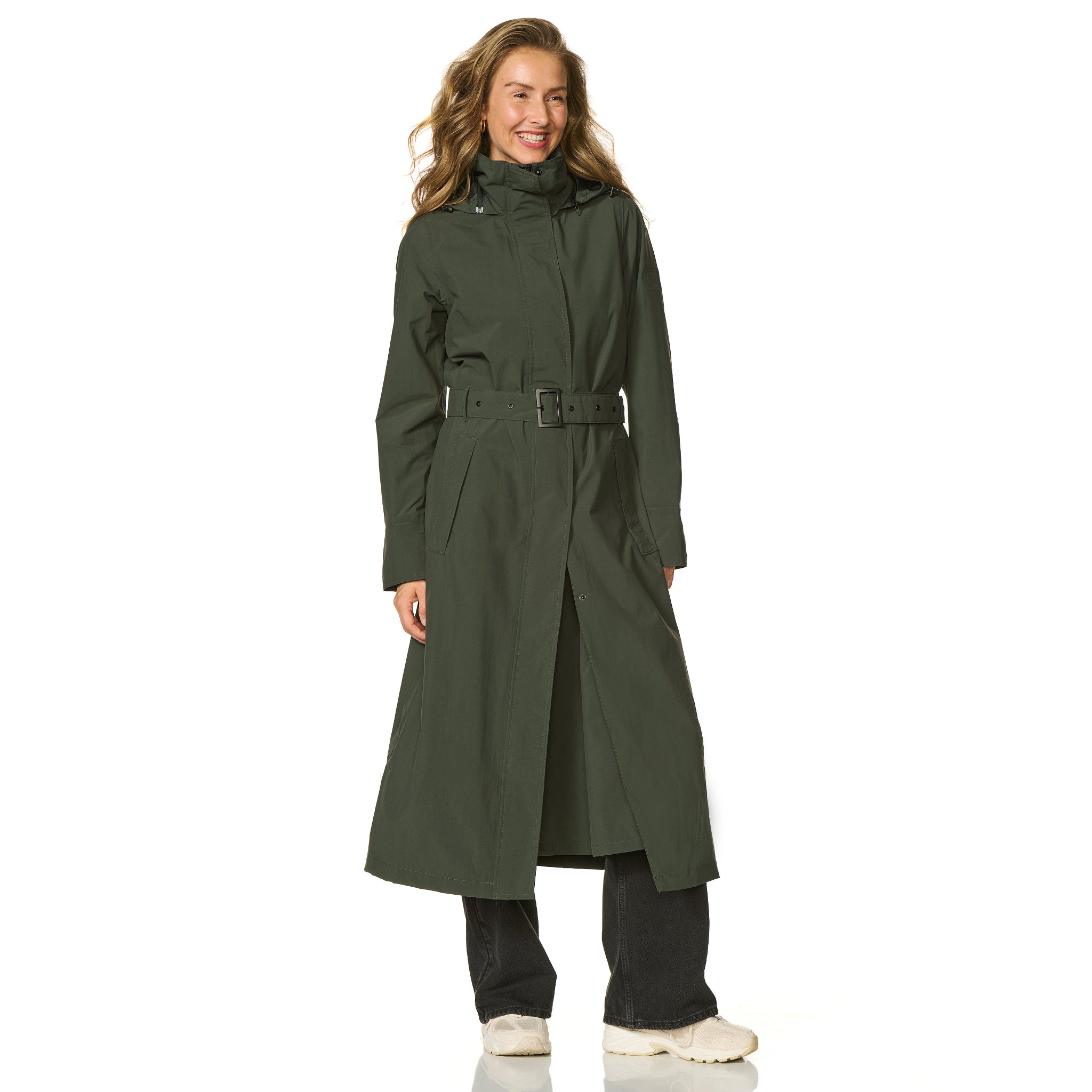 Lange Regenjas Dames donkergroen Montreal Happy Rainy Days