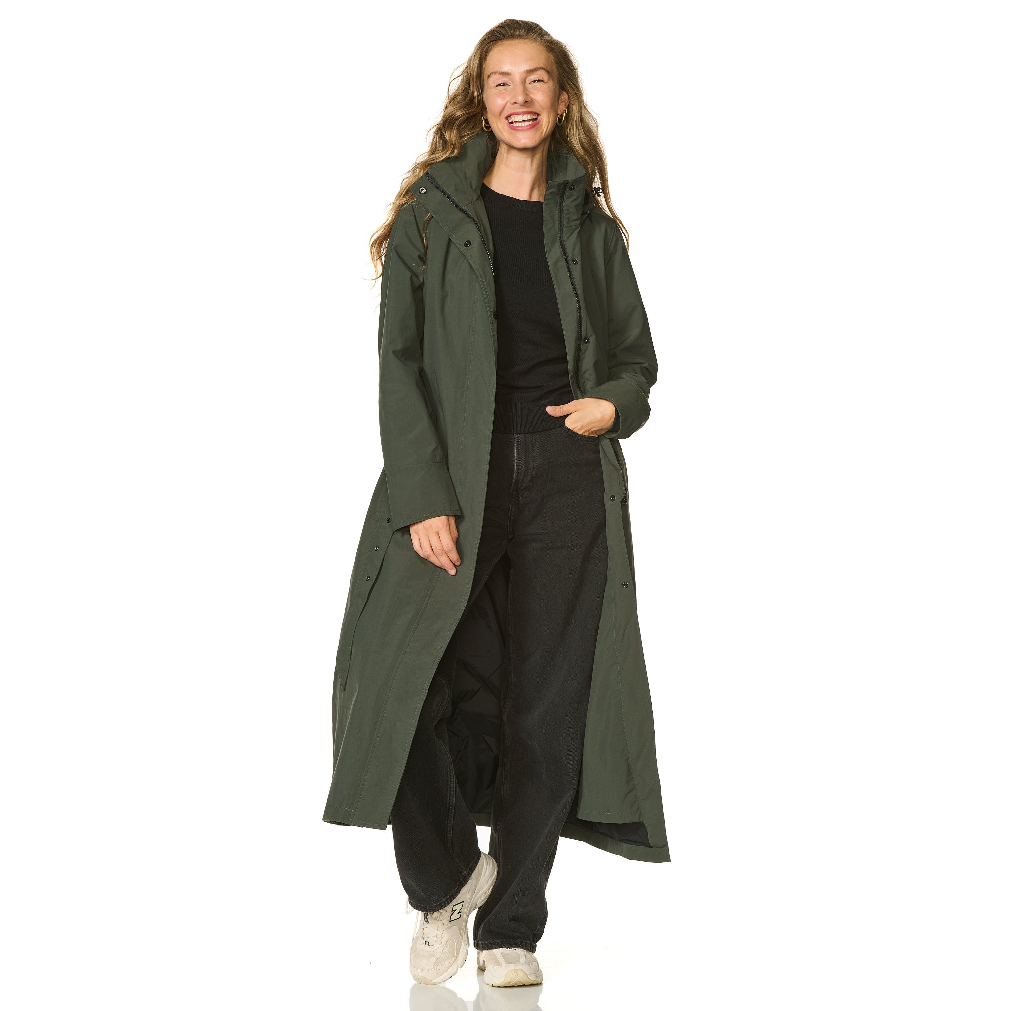 Lange Regenjas Dames donkergroen Montreal Happy Rainy Days