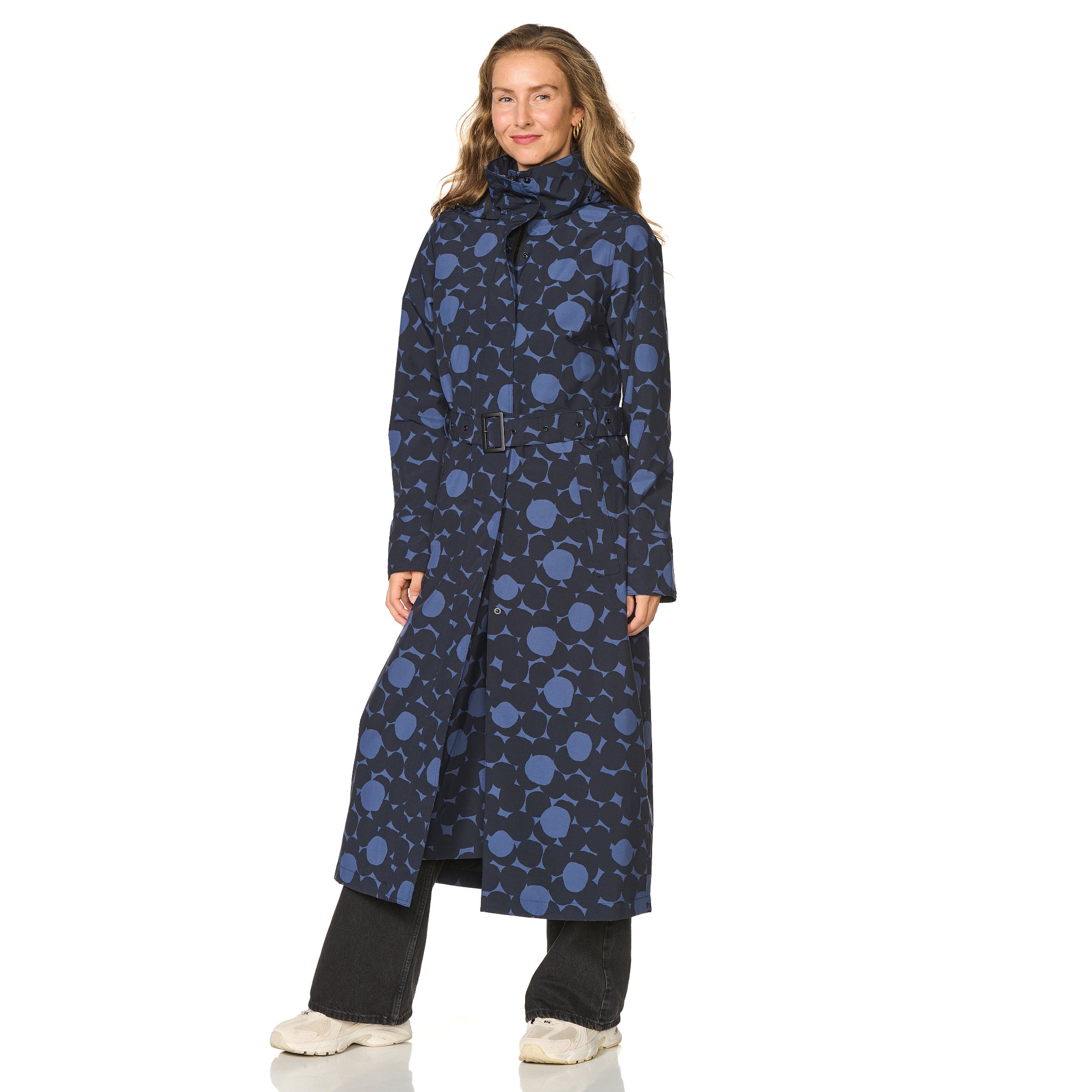 Lange regenjas Montreal print blauw Happy Rainy Days 