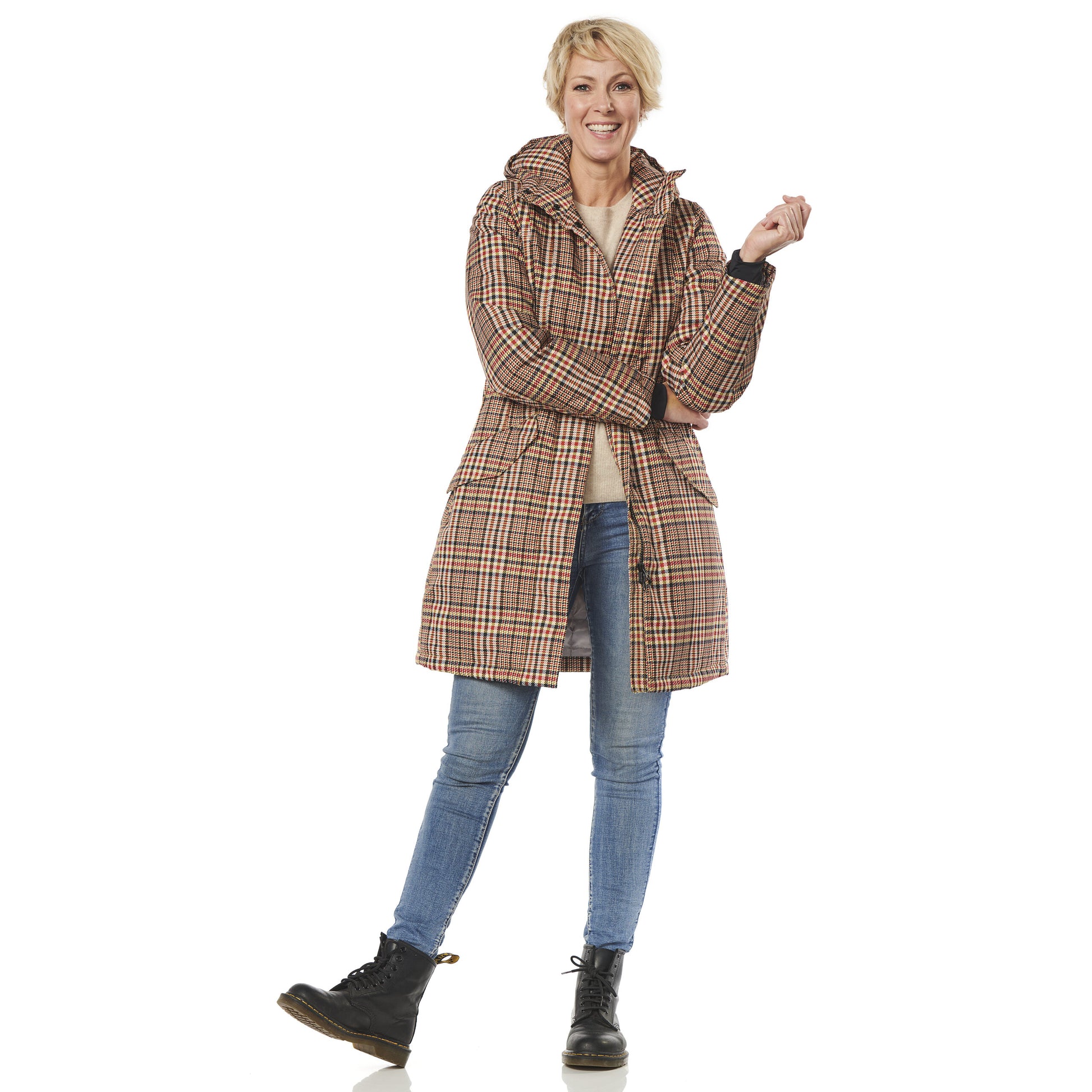Winterjas Orlando ruit voor open happy rainy days