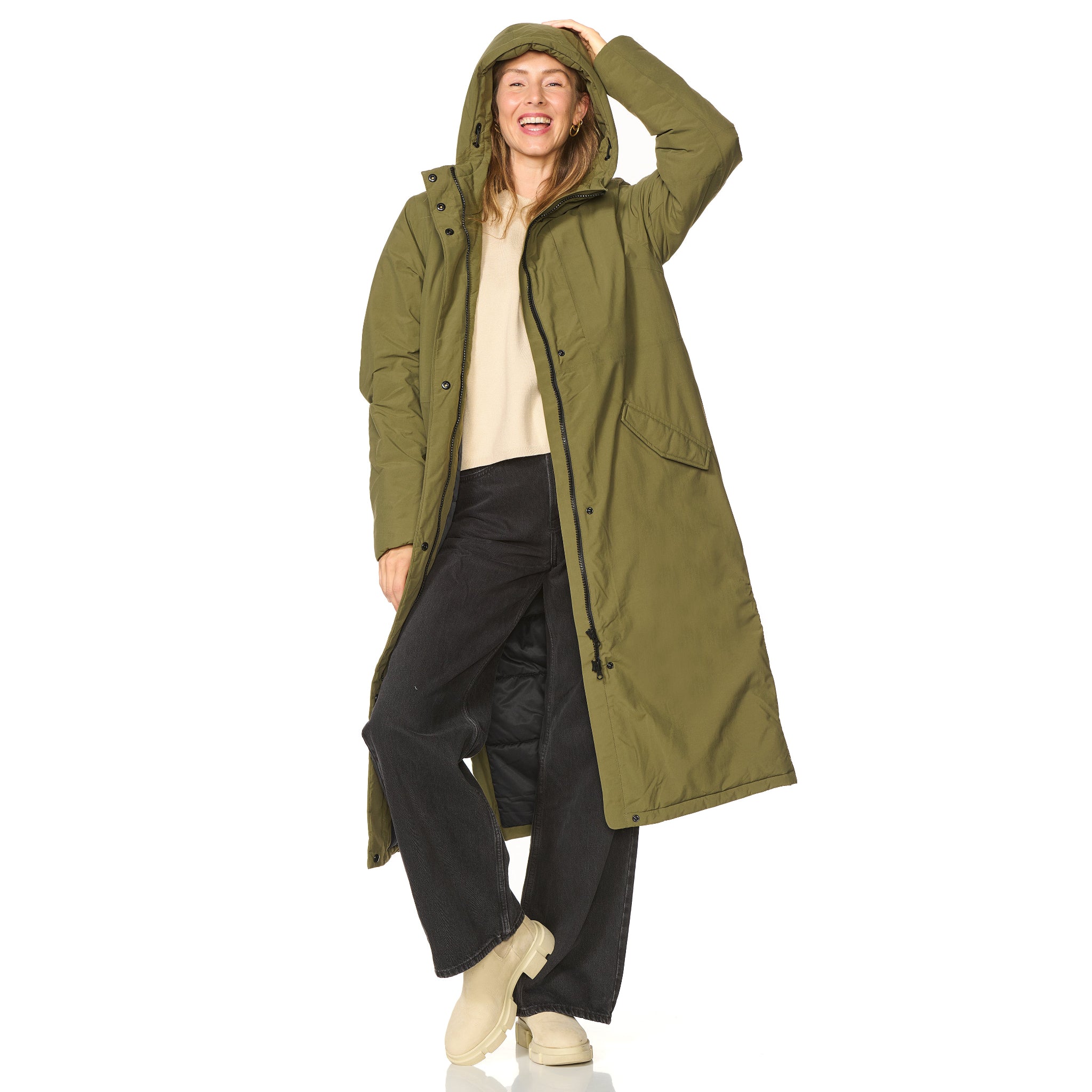 Winterjas Vancouver olijfgroen happy rainy days